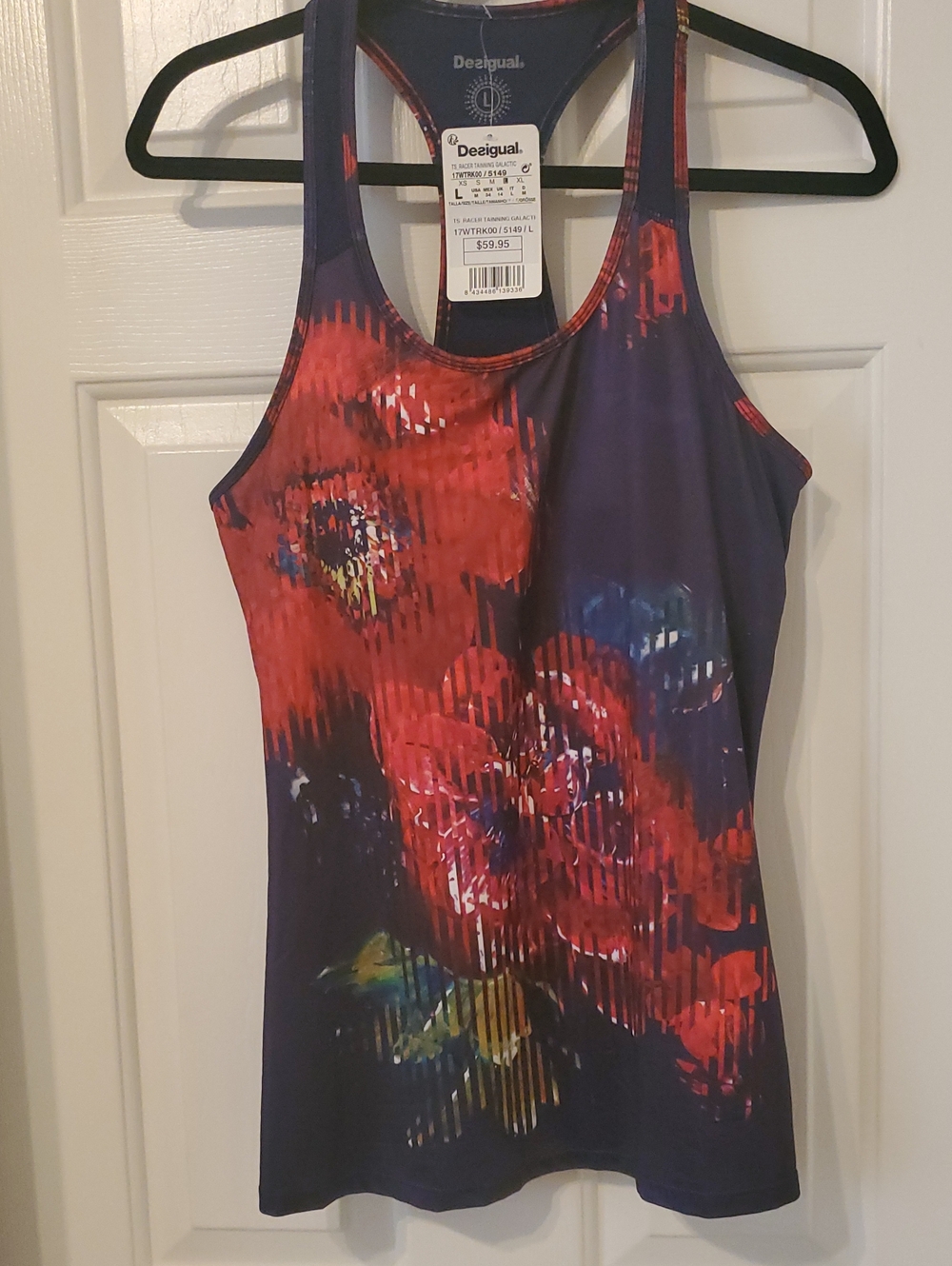 Desigual Floral Racerback Tank - Red, Purple & Blue Accents